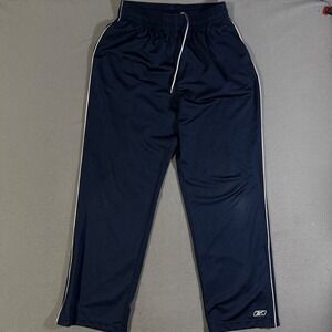 Vintage Reebok Mens L Navy Blue Track Pants Athletic Training Warm Up Activewear